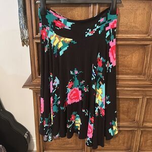 RicRac x Urban Outfitters Asymmetrical Hem Pixel Floral Swing Skirt- SZ L